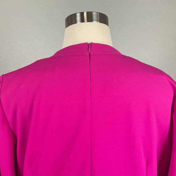 Eliza J Pink Long Sleeve Tuxedo Mini Sheath Size 20W Mini V-Neck Wrap - Picture 10 of 15